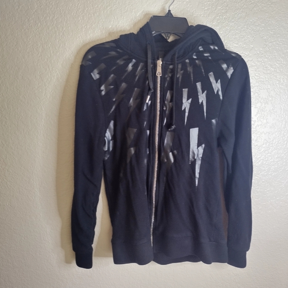 Neil Barrett Lightning Bolt Full Zip Hooded Sweater Men's S, Women's M